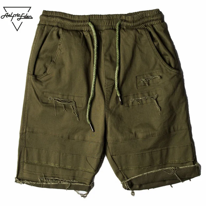 Aelfric Eden Distressed Ripped Hole Casual Shorts Men Solid Colors Hip