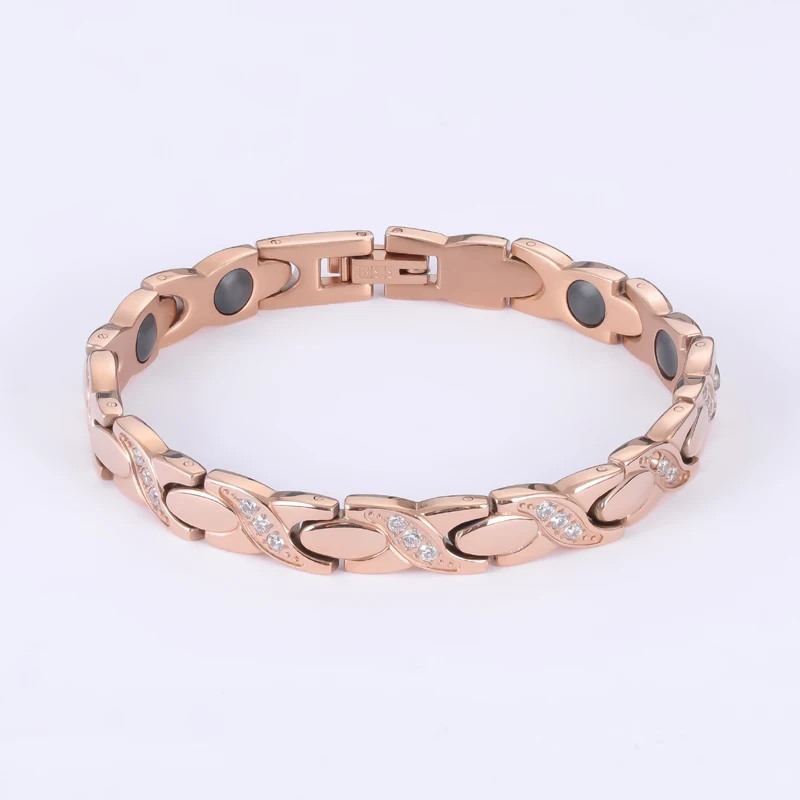 Classic female girls lady Charm Bangles Bridal Wedding Jewelry cubic zirconia rose gold color magnetic bracelets for women (1)