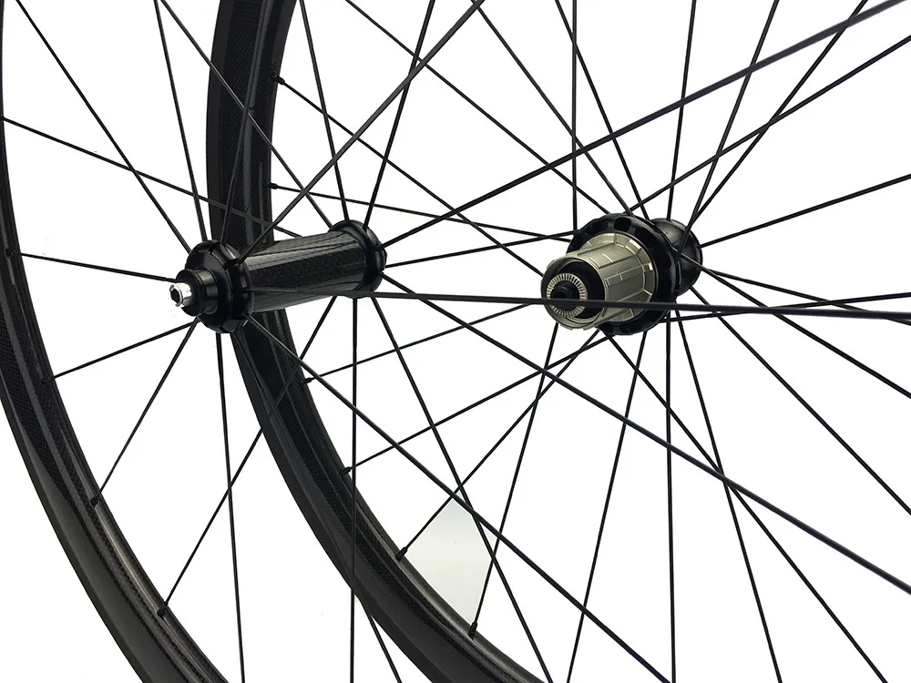 Excellent 24/30/38/45/50/66/88mm Carbon Fiber Road Bike Wheels Powerway R36 Ceramic Bearing Hub Bicycles Cycling Wheelset 23mm Width 700c 3