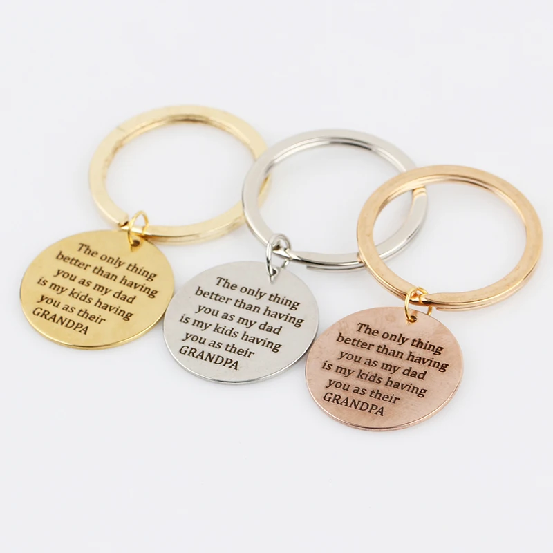 

Laser engraving Keyrings For Dad Round Key Chain Jewelry Father's Day Gifts Keychain Metal car key chain for Child's GRANDPA