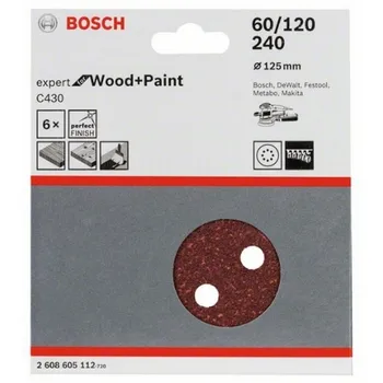 

BOSCH 2608605112 Lija Eccentric C430 125mm 8 P Set 6