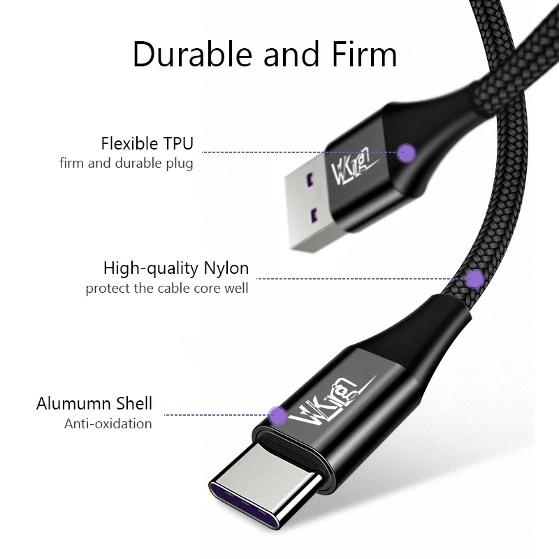 VVKing USB C кабель 5A Supercharge usb type C кабель для быстрой зарядки huawei быстрое зарядное устройство кабель для samsung S9 Note 9 Xiaomi