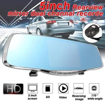 

Rearview Mirror Dual Channel Recorder 5 Inch 1080P Dual Car Dash Camera Night Version 5-inch HD 1080P Car DVR 170 Degree 5