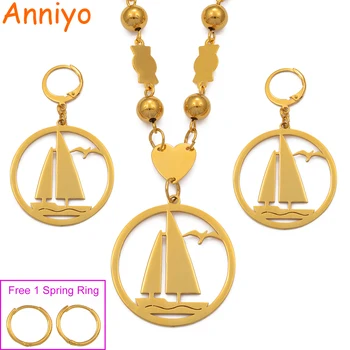 

Anniyo Sailboat Jewelry Sets Pendant Beads Necklaces Big Earrings Guam Hawaii Marshall Micronesia Habesha Lakatoi Gift #078421