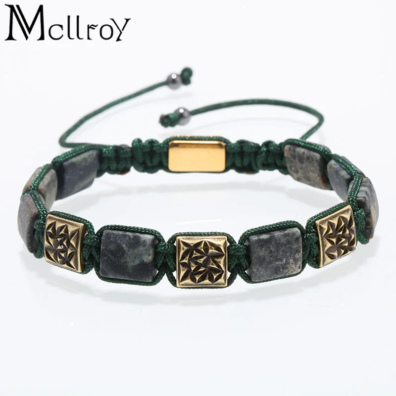 

Mcllroy men bracelet natural geometric stone diy trendy lace-up braided bracelets adjustable bracelets & bangles male bracciali