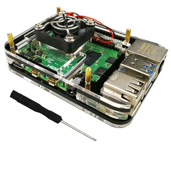 

For Raspberry Pi Acrylic Case with Cooling Fan for Raspberry Pi 4 Model B