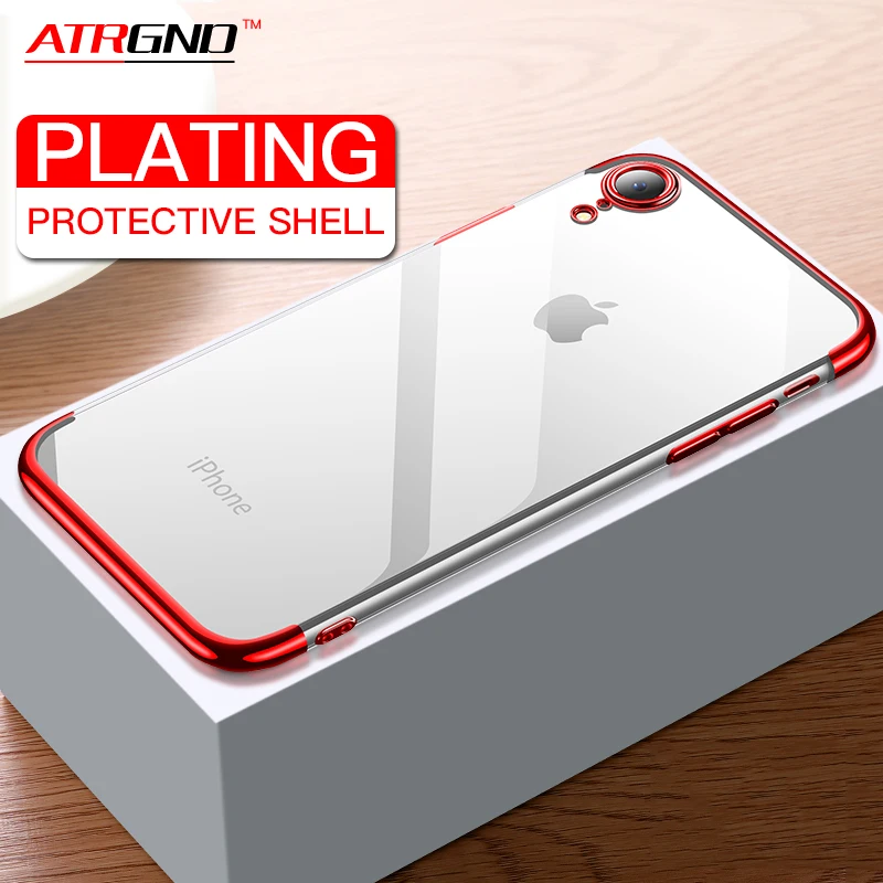 

Luxury Plating Silicone Soft Phone Case for iPhone 7 8 Plus 6 6s Plus TPU Transparent Cover for iPhone X XS Max XR Case Coque