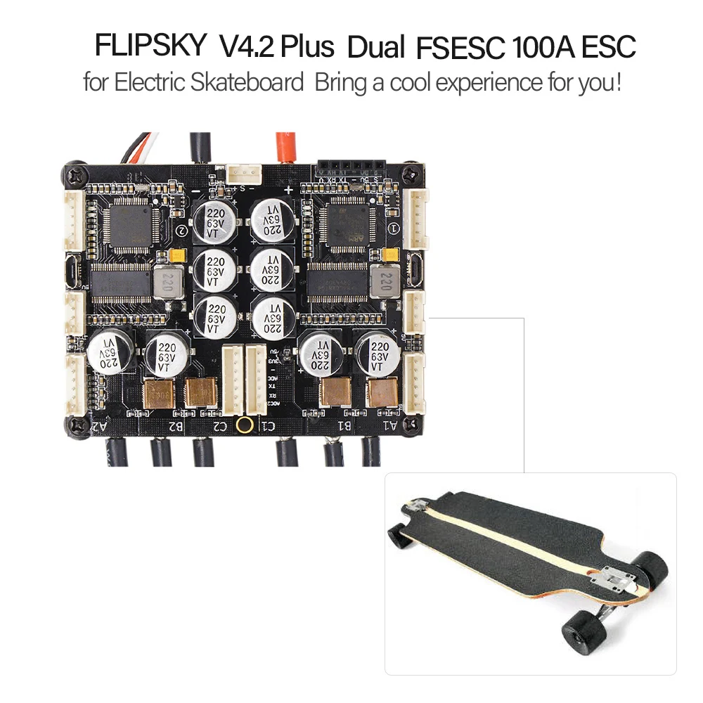 FLIPSKY ESC V4.2 плюс двойной FSESC4.20 100A ESC с BEC радиатора комбинированный набор для электрического Скейтборда для RC модели детали для игрушек