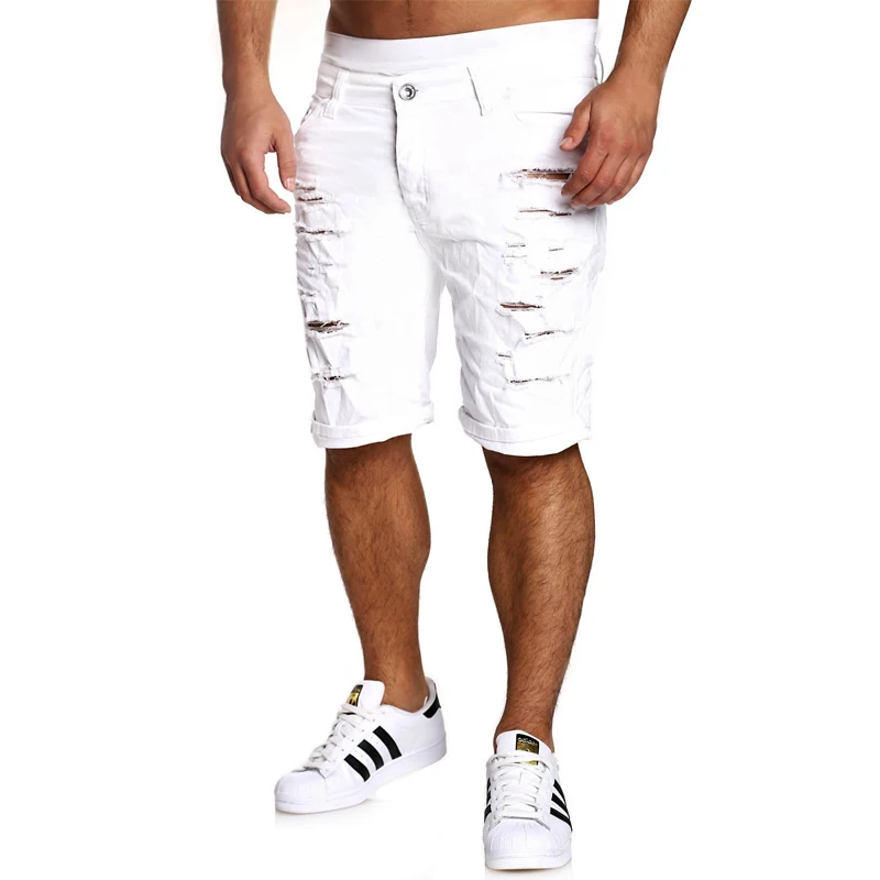 white distressed jean shorts mens
