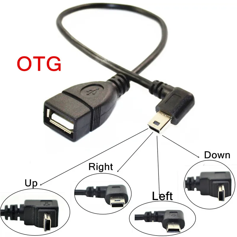 

High Quality USB A Female to Up & Down Left & Right Angled 90 Mini 5P USB Male Conversion Adapter OTG Cable Portable Design