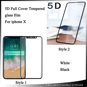 

200pcs/lot by DHL 5D Curved Full Cover Tempered Glass For iPhone X 10 Anti-Scratch Screen Protector Film For iPhone 10 X