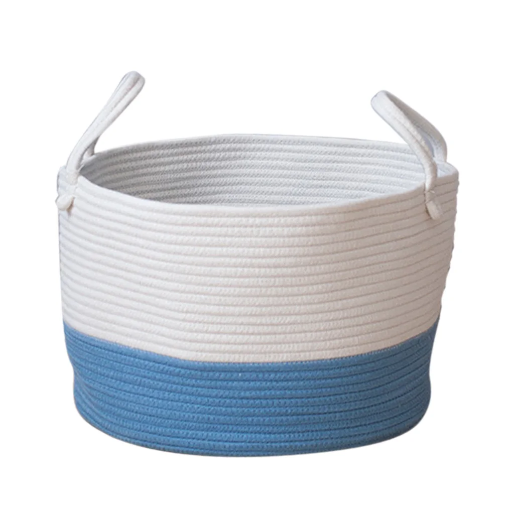 2pcs Nordic Style Cotton Storage Laundry Basket Baby Kids Room Decor Basket with Handle