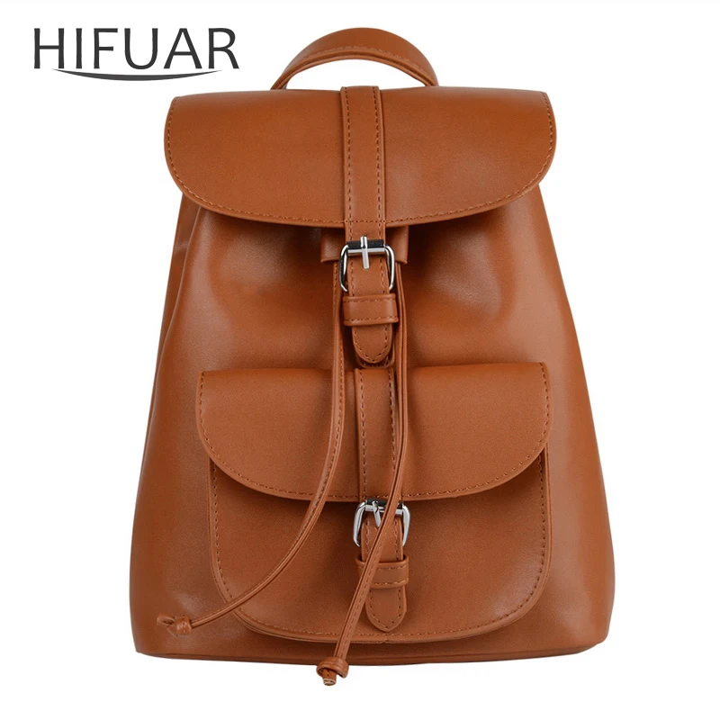 

Women Backpacks Solid PU Leather Backpack Female Double Shoulder Student School Bag Travel Shoulder Bags Rucksack Lady Packsack
