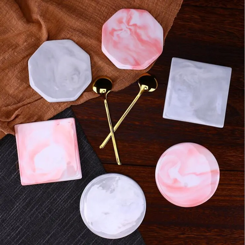  Marble Ceramic Coaster Cup Pad Mat Heat insulation Table Bowl Mat Coffee Tea Cup Drink Coasters Rou