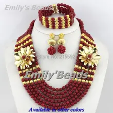 Красный нигерийские свадьбные Африканские свадебные бусы Набор украшений 6 слоев фатина модные комплект украшений в африканском стиле; ; CJ139