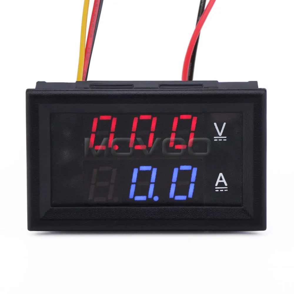 2in1 Volt Amp Meter DC 0100V/100A Blue Red Led Digital Display
