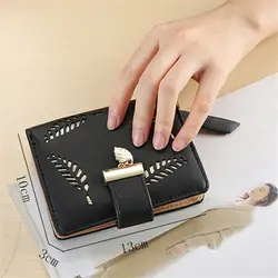 2019 новый дизайн для женщин кошелек на молнии кожаный женский кошелек Элитный бренд маленький женский полые листья для кредитных карт