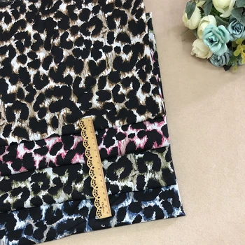 

2019 plain weave chiffon stretch crepe leopard print women's dress fabric fabric thin soft micro-elastic polyester printed cloth