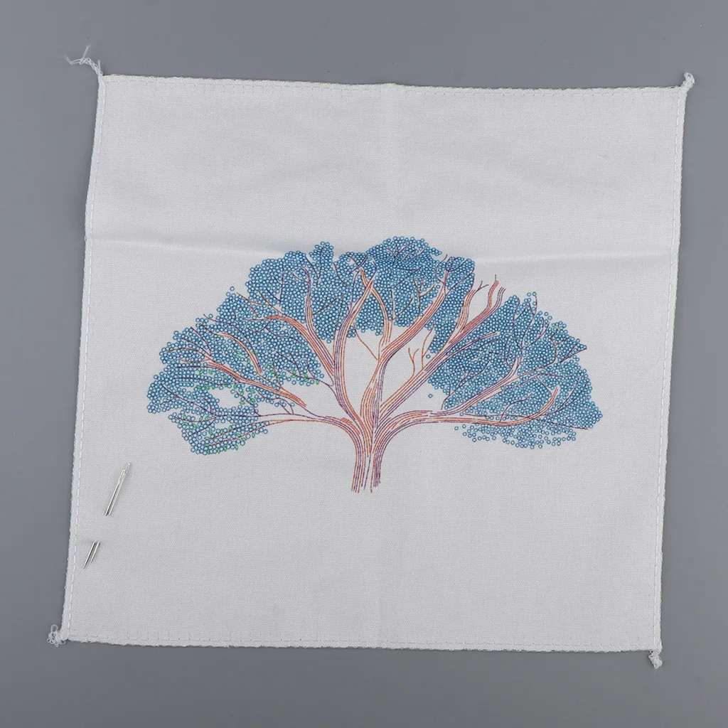 DIY Ribbon Tree Pattern Embroidery Cross Stitch Set Needlework Kits Sewing Decor