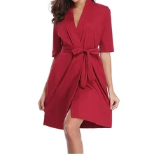 Нора твипы пикантные женские пижамы хлопок v-образная пижама плюс размеры Половина рукава вязать Халат