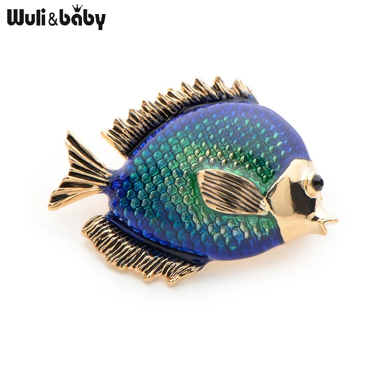 Wuli font b Baby b font Rhinestone Blue Fish Brooches Cute Animal Fish Party Weddings Banquet