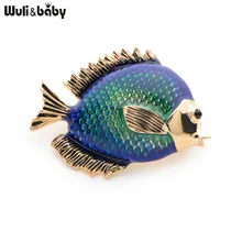 Wuli font b Baby b font Rhinestone Blue Fish Brooches Cute Animal Fish Party Weddings Banquet