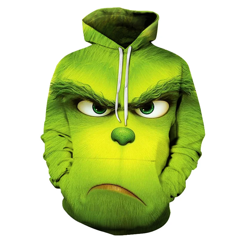 

2019 hot GRINCH full face 3D printing sweatshirt hip hop streetwear coat couple sportswear pocket XL brand hoodie