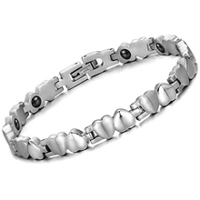Woman font b Health b font Care Bracelet Heart Stainless Steel Energy Balance Magnetic Stone Fashion