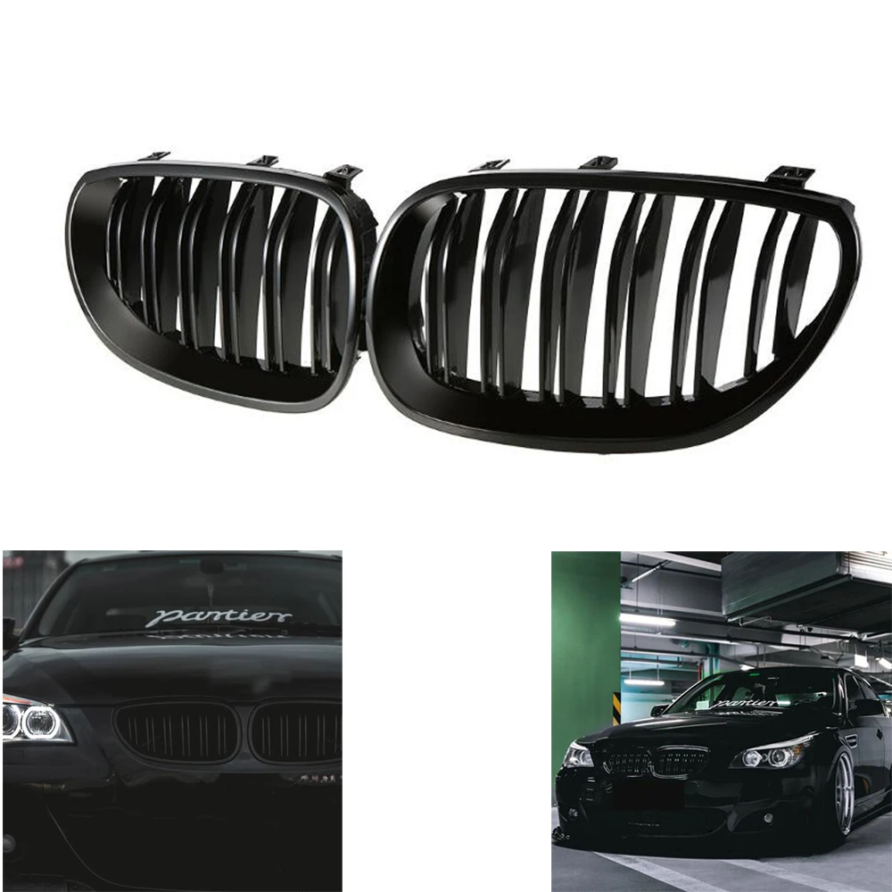 Goede Gloss black Front Nier Sport Roosters Hood Grill Voor BMW E60 E61 2003 2004 2005 2006 2007 2008 2009 M5 525i 528i 528xi 530i