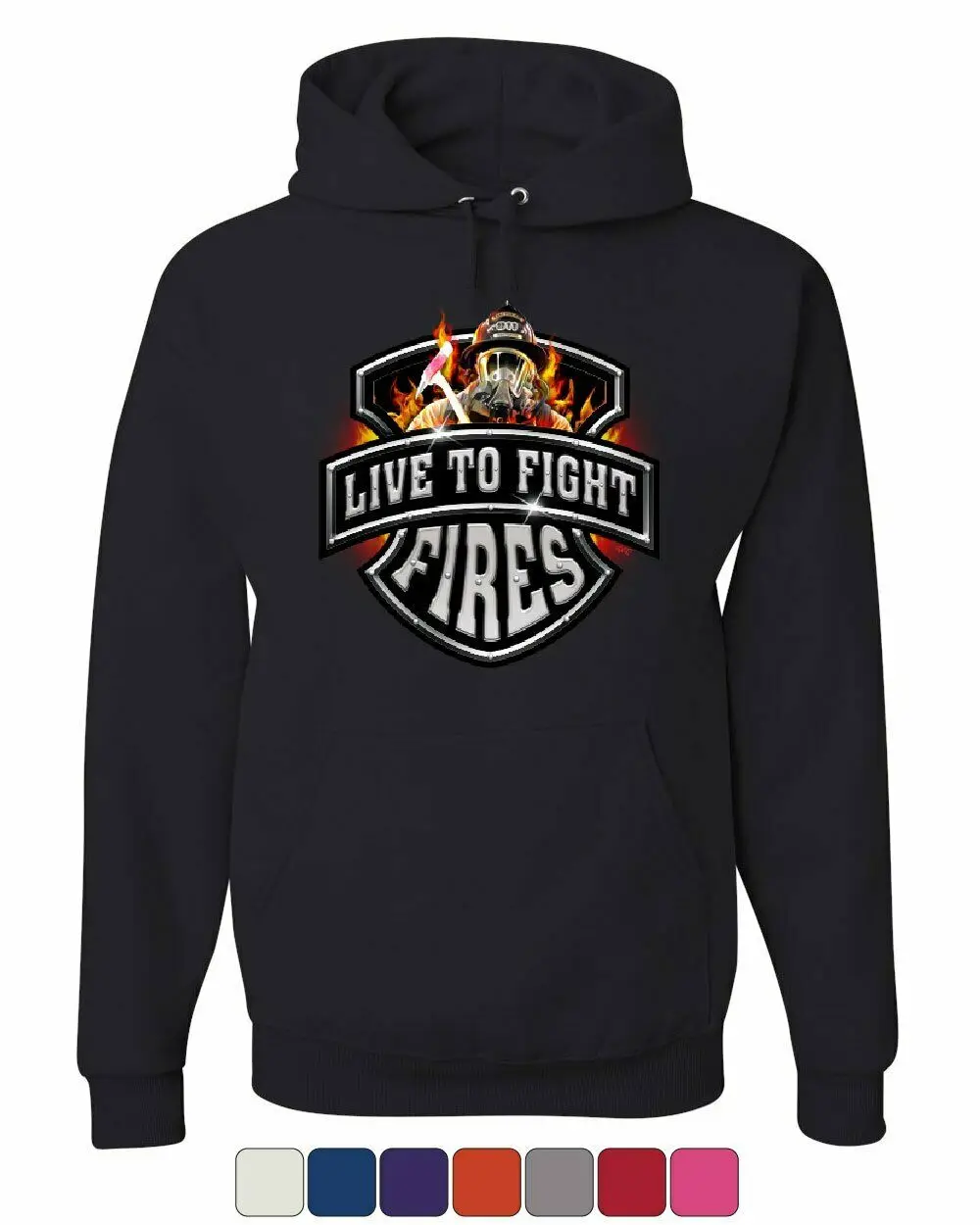 

Live To Fight Fires Hoodie Firefighter Volunteer FD Sweatshirt