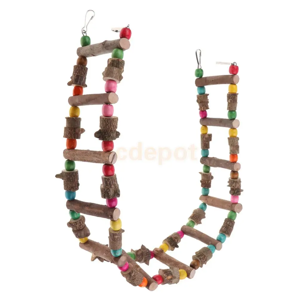Bird Parrot Rat Hamster Chinchilla Toy, Wooden Ladder Bridge Swing Hanging Ladder Toy for Pet Trainning