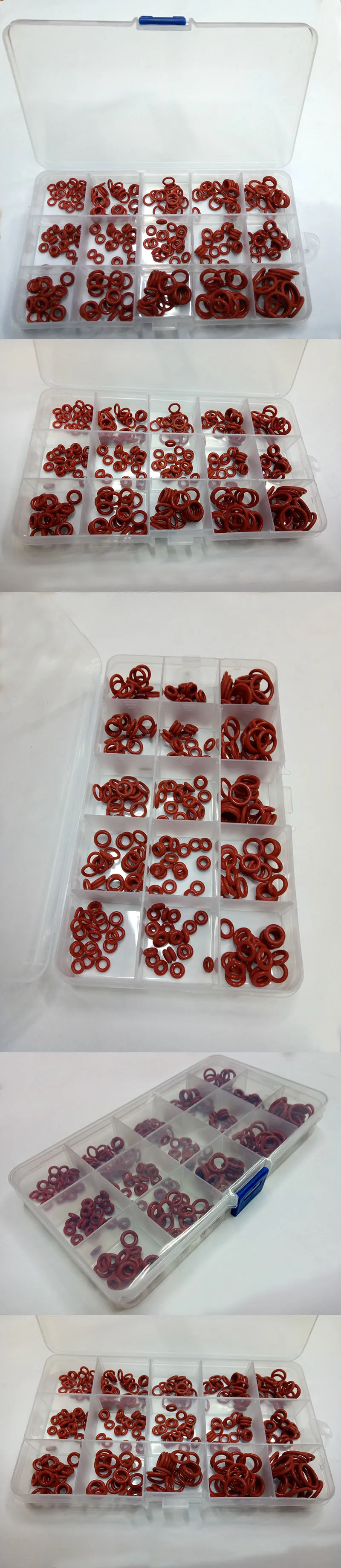 300 шт Диаметр(6,5~ 16 мм) толщина(1,5~ 2 мм), Красный силиконовый набор, высокое качество, уплотнительное кольцо, коробка, съедобный силикон