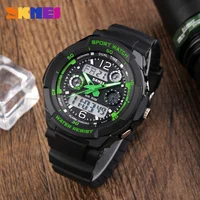SKMEI Brand 50m Waterproof Children's Watches LED Multifunction Dual Time Quartz Digital Kids Wrist Watches Children Dress Watch 1