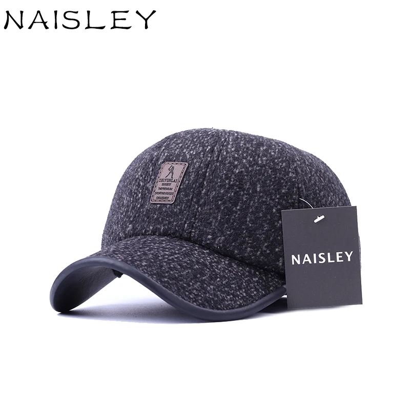 Naisley Snapback папа шапка Earflap Кепки S осень-зима Шапки Хлопок Мужской Для мужчин теплые