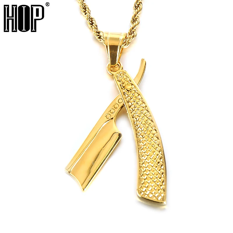 

HIP Hop Stainless Steel Necklaces & Pendants Shaver Shape Pendant Barber Shop Blade Necklace for Men Jewelry 7 Type