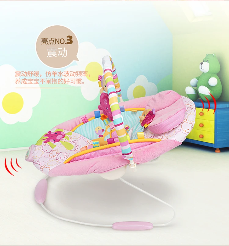 Musical Princess Pink Baby Bouncer Cradle Electric Baby Swing Rocking