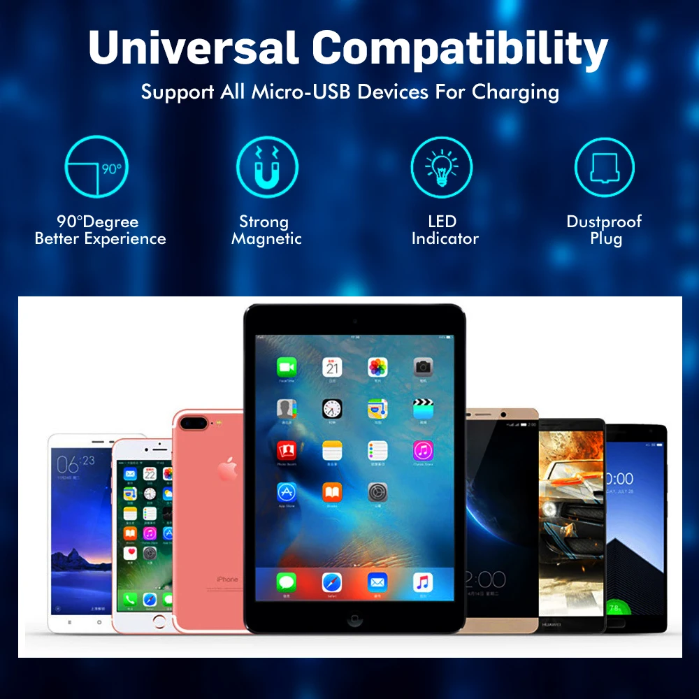 10 шт./ 90 градусов 1 м 3.28ft светодиодный магнитный кабель Micro USB для iPhone samsung 3 в 1 IOS type C кабель зарядного устройства Быстрая зарядка