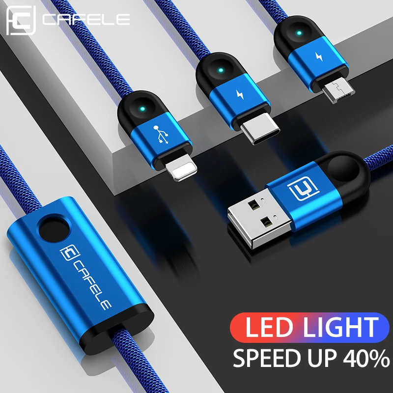 

Cafele 3in1 USB Cable for iPhone + USB Type C Cable + Micro USB Cable Charging 3 Phones at Same Time for iPhone Xiaomi Huawei