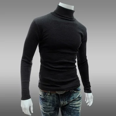 Водолазка, Одноцветный повседневный мужской свитер, Прямая поставка, брендовый свитер со скидкой, мужской облегающий брендовый Топ, вязанные пуловеры - Цвет: Черный