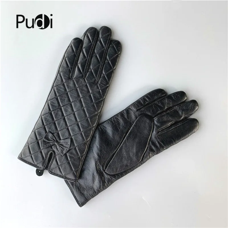 Pudi женские перчатки из натуральной кожи зимние теплые овечьей для девочек