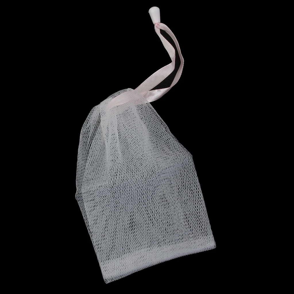 MagiDeal 10pcs Mesh Soap Sack Saver Pouch Drawstring Holder Bags for Making Bubbles Body Facial Cleaning Bath Shower Tool