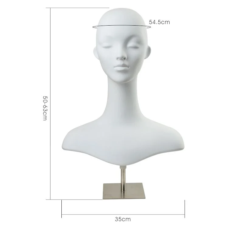13 in H Female Head Mannequin Bust Form Display Mannequin Matte White  MH53-WT 