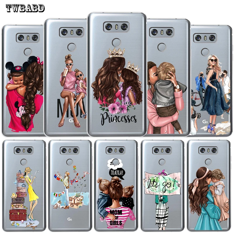 

For Cover LG th16 Fashion Mom Baby Girl coque for LG G3 G4 G5 G6 G7 V30 Q6 Q8 K7 K8 K10 2017 X Screen Power 2 3 Phone Back Case
