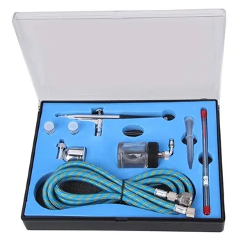 

134K 0.2, 0.3, 0.5MM Dual Action Airbrush Air Compressor Spray Painting Gun Kit with Hose Nozzle Needle for Makeup Tattoo Hobby