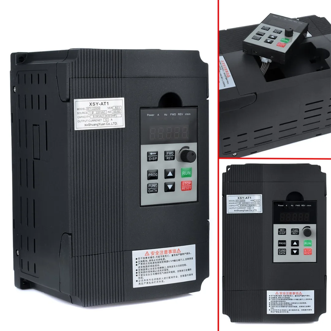 

Professional AC 220V Variable Inverter 2.2KW 3HP Single Phase Variable Frequency Inverter Drive Inverter VSD VFD PWM Control