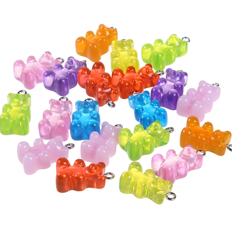 Модный милый смешанный цвет Gummy Bear Полимерные Подвески для изготовления ювелирных изделий DIY 10 шт