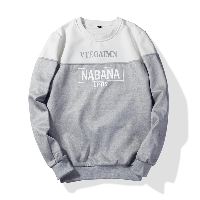 

BROWON 2019 Spring Autumn New Men Sweatshirt Fashion Casual Long Sleeve Print Sweatshirt Men O-Neck Slim Polyester Sweatshirts