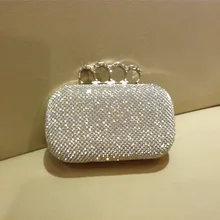 Hot Sale Women Small Rhinestones Clutch Purse Elegant Black Evening Bags Lady Wedding Party High Quality Handbag With Chain