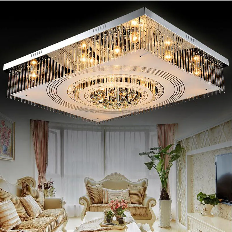 

Living room lamp modern minimalist crystal lighting rectangular led ceiling lamp bedroom restaurant chandeliers led fixture