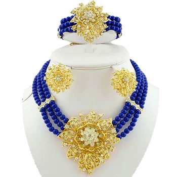 

african fine jewelry sets women fashion beads necklace gold wedding jewelry sets big beads jewelry sets